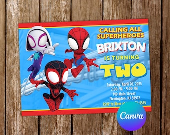 Spidey and his Amazing Friends Invitation Spidey Invitation Spidey Birthday Invitation Spidey Party Spidey Editable Invitation