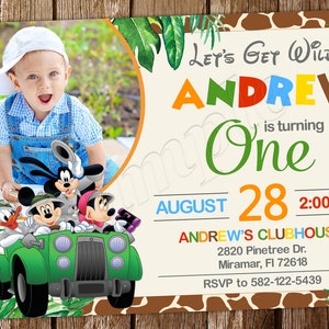 Safari Mickey Mouse Invitation Mickey Mouse Safari Invitation Safari Mickey Mouse Birthday Mickey Mouse Safari Birthday