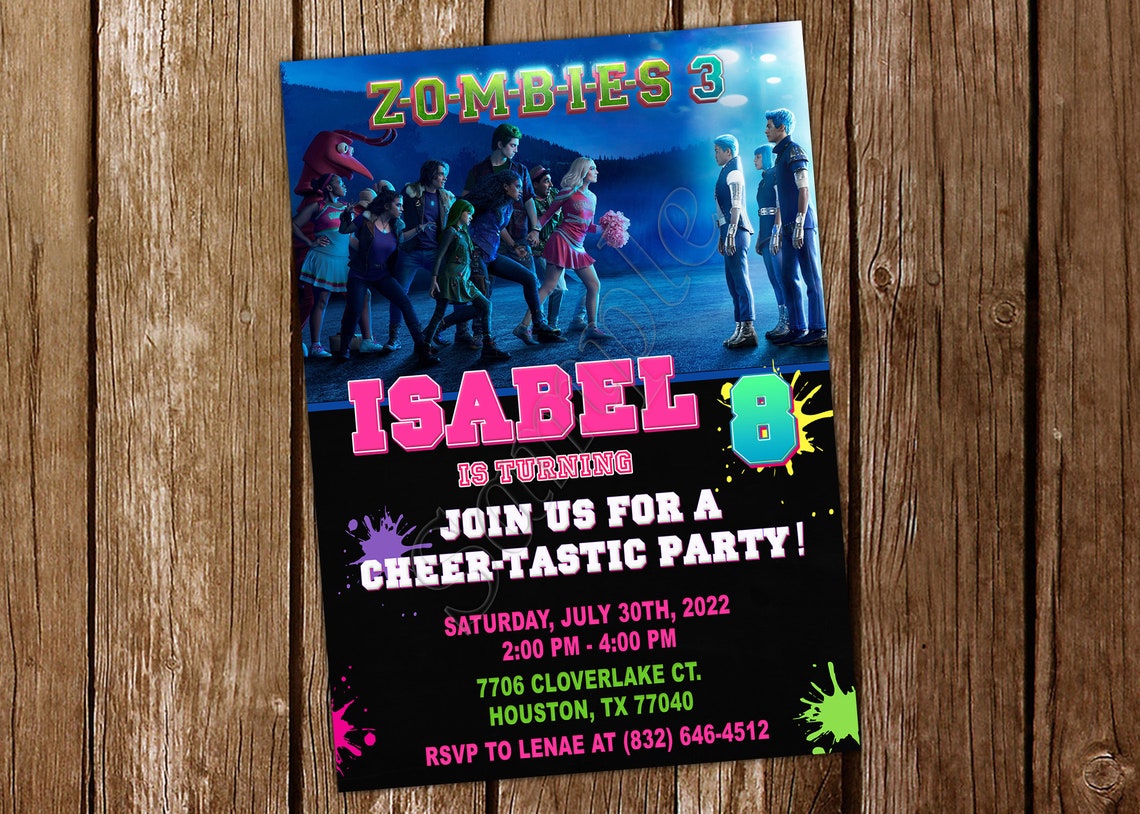 Zombies 3 Invitation Zombies Invitation Zombie Invitation Etsy
