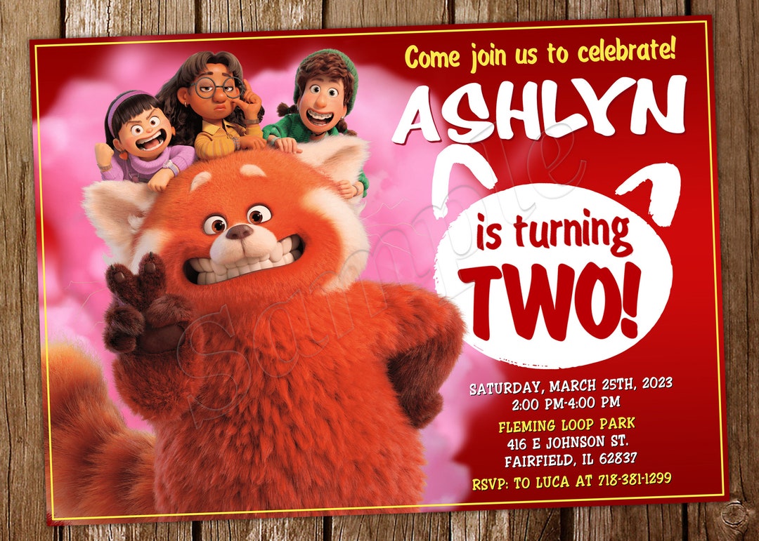 Turning Red Invitation Turning Red Birthday Turning Red Invite Turning