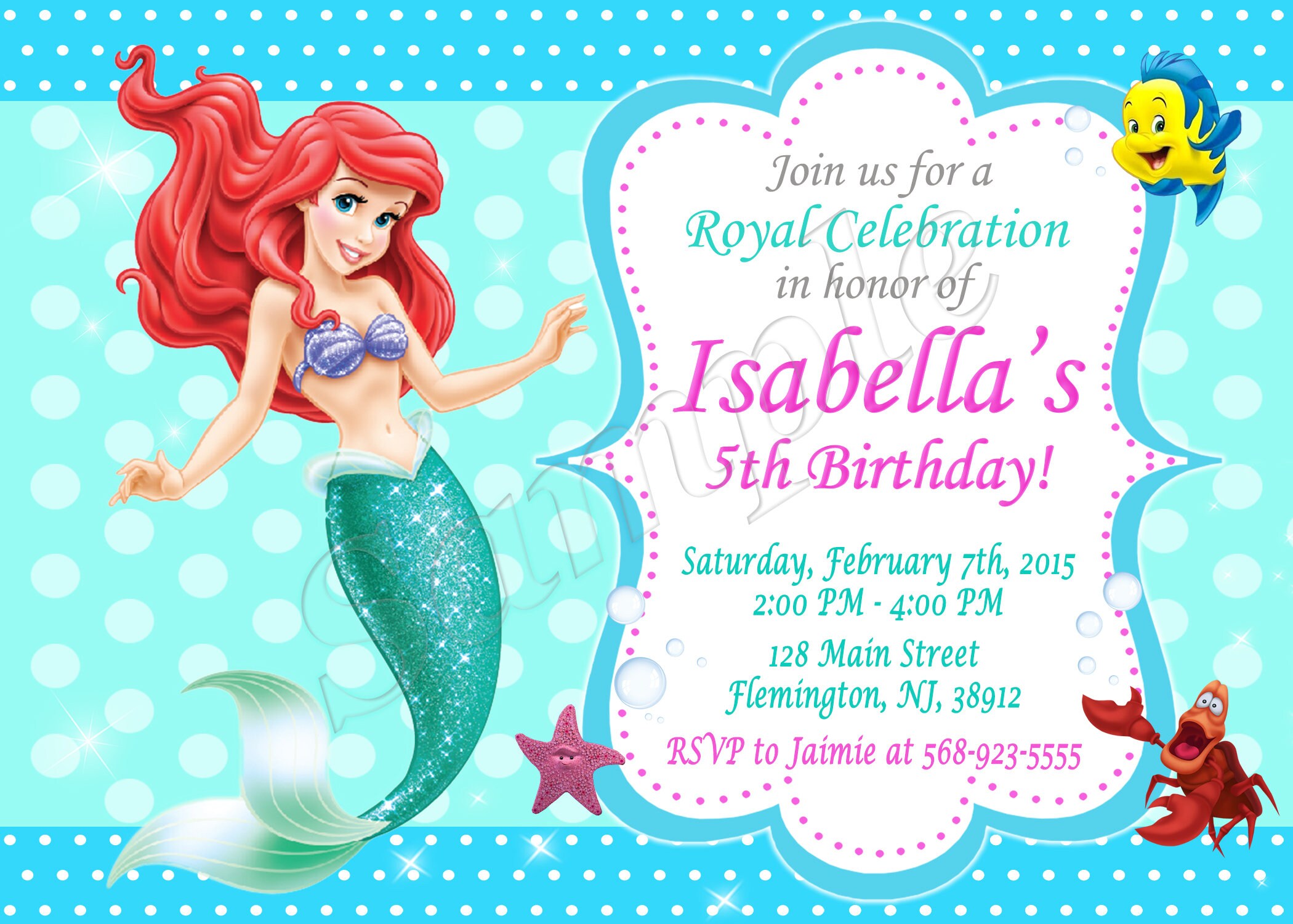 Little Mermaid Invitation Ariel Invitation Little Mermaid - Etsy
