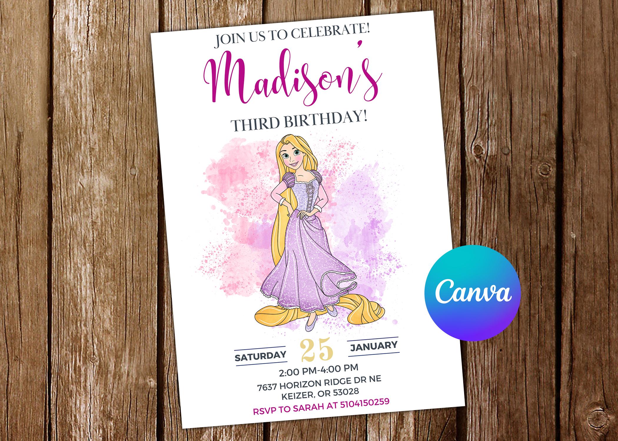 Rupenzel Invitations Rapunzel Invitation Tangled Birthday Invitation Rapunzel Party Rapunzel ...