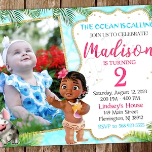 Baby Moana-uitnodiging Baby Moana-verjaardag Baby Moana-uitnodiging Baby Moana-verjaardagsuitnodiging Baby Moana-feestuitnodiging