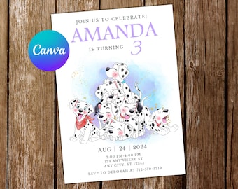 101 Dalmatians Invitation 101 Dalmatians Birthday Invitation 101 Dalmatians Party 101 Dalmatians Invites 101 Dalmatians Editable Invitation