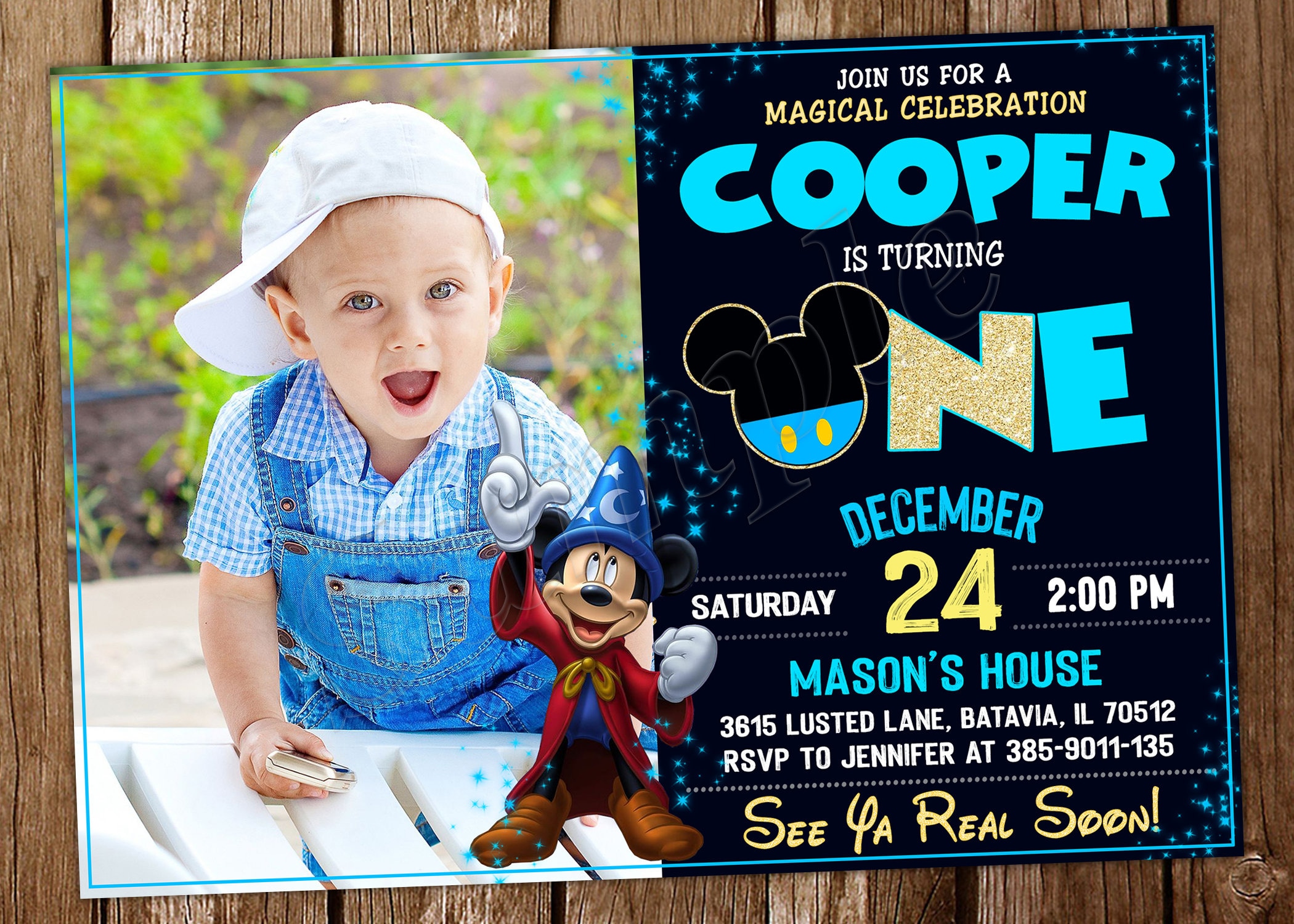 Mickey the Sorcerers Apprentice Invitation Mickey Mouse Invitation ...