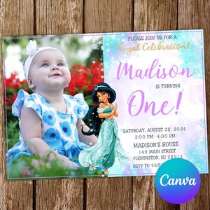 Jasmine Invitation Princess Jasmine Birthday Invitation Jasmine Party Jasmine Invites Editable Invitation Digital Card