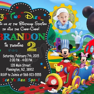 Mickey Mouse Choo Choo Express-uitnodiging Mickey Mouse-clubhuisuitnodiging Mickey Mouse-uitnodiging Mickey Mouse-feestuitnodiging