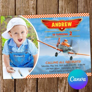 Cartes d'invitation d'avions Avions d'invitation d'anniversaire Avions de soirée Avions d'invitation modifiables Carte numérique imprimable