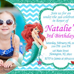 Faire-part petite sirène Faire-part Ariel Anniversaire petite sirène Faire-part petite sirène Faire-part d'anniversaire Ariel Faire-part fête Ariel