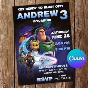 Lightyear Invitation Buzz Lightyear Birthday Invitation Buzz Lightyear Party Buzz Lightyear Editable Invitation