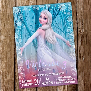 La reine des neiges Faire-part Elsa Faire-part d'anniversaire La Reine des neiges Fête de la Reine des Neiges Invitations La Reine des neiges Carte imprimable numérique La Reine des neiges