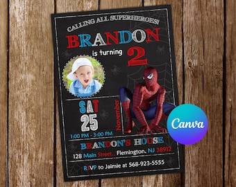 Spiderman Invitation Spiderman Birthday Invitation Spiderman Party Spiderman Editable Invitation Spiderman Digital Card