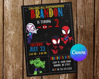 Spidey and his Amazing Friends Invitation Spidey Invitation Spidey Birthday Invitation Spidey Party Spidey Editable Invitation