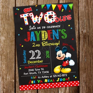 Invitation Oh Twodles Invitation Mickey Mouse Oh Twodles Anniversaire Mickey Mouse Anniversaire Oh Twodles Fête Mickey Mouse Fête Mickey Invite