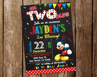 Oh Twodles Invitation Mickey Mouse Invitation Oh Twodles Birthday Mickey Mouse Birthday Oh Twodles Party Mickey Mouse Party Mickey Invite