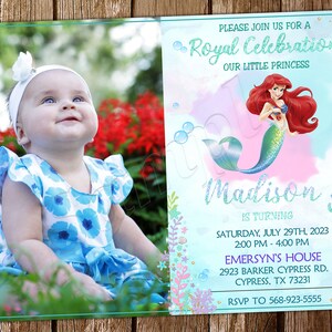 Faire-part petite sirène Faire-part Ariel Anniversaire petite sirène Faire-part petite sirène Faire-part d'anniversaire Ariel Faire-part fête Ariel