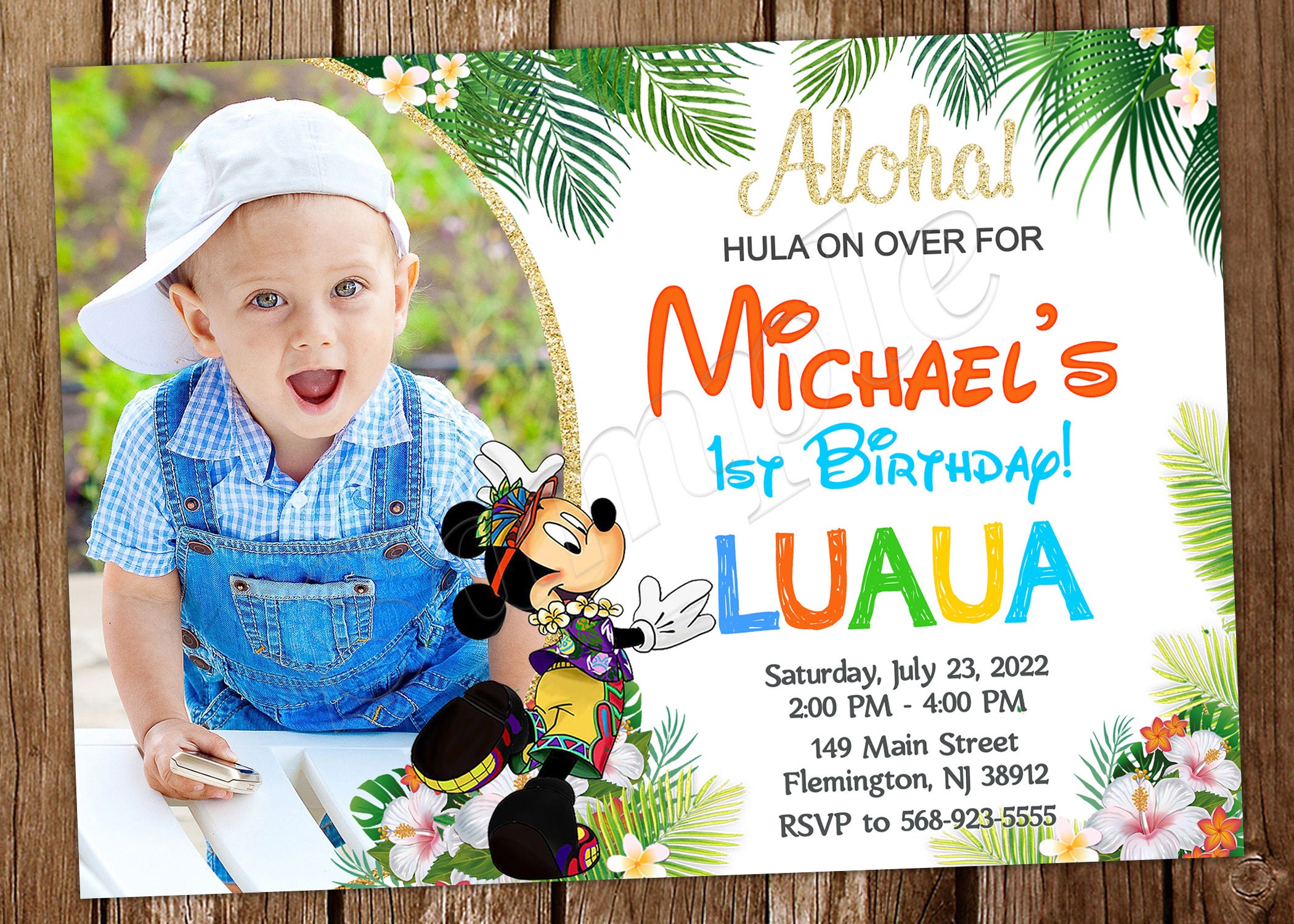 Mickey Mouse Luau Invitation Mickey Mouse Invitation Mickey Mouse Luau Birthday Mickey Mouse Birthday