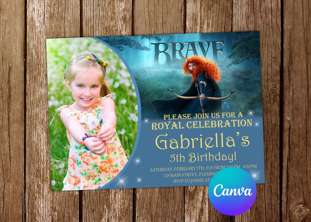 Brave Invitation Princess Merida Birthday Invitation Brave Party Brave ...