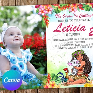 Moana Invitation Moana Birthday Invitation Moana Party Moana Invites Moana Editable Invitation Moana Digital Card Printable