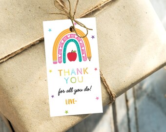 EDITABLE Teacher Appreciation Week Gift Tags Thank You Teacher Gift Tag School Party Favor Printable Label Template Instant Digital Download