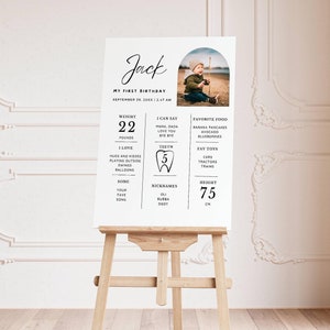 Panneau MODIFIABLE pour le premier anniversaire, affiche photo du 1er anniversaire, tableau noir pour bébé d&#39;un an, modèle imprimable bricolage