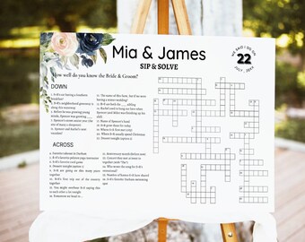 Custom Minimalist Wedding Crossword Sip and Solve Puzzle Sip Etsy