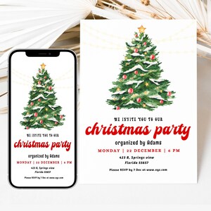 EDITABLE Christmas Party Invitation, Christmas Party Invite Christmas Party Printable Holiday Mobile Evite Template DIY Instant Download