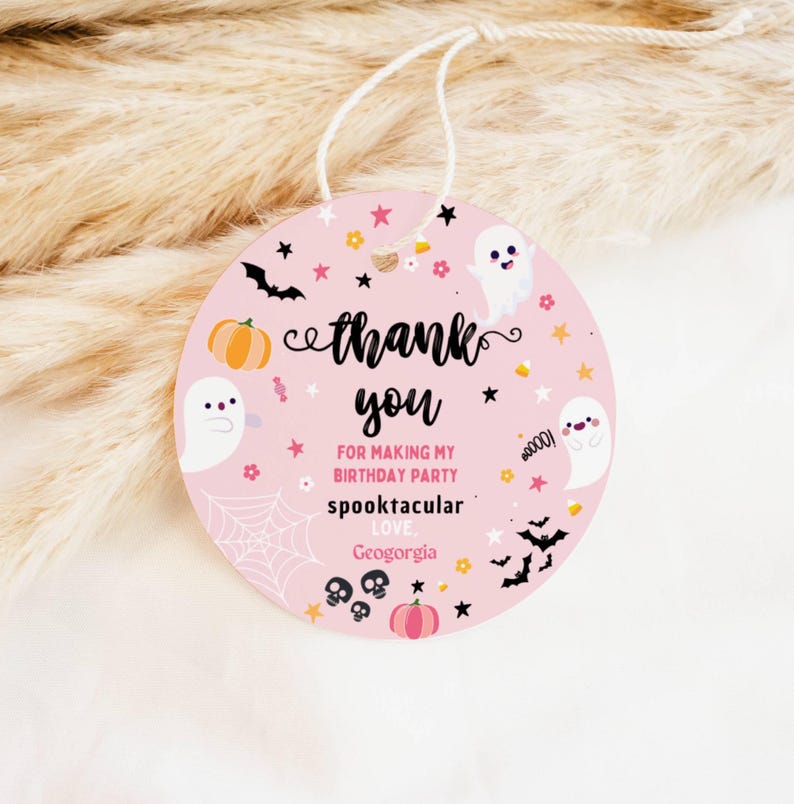 EDITABLE Halloween Birthday Thank You Favor Tags Costume Party Girl ...