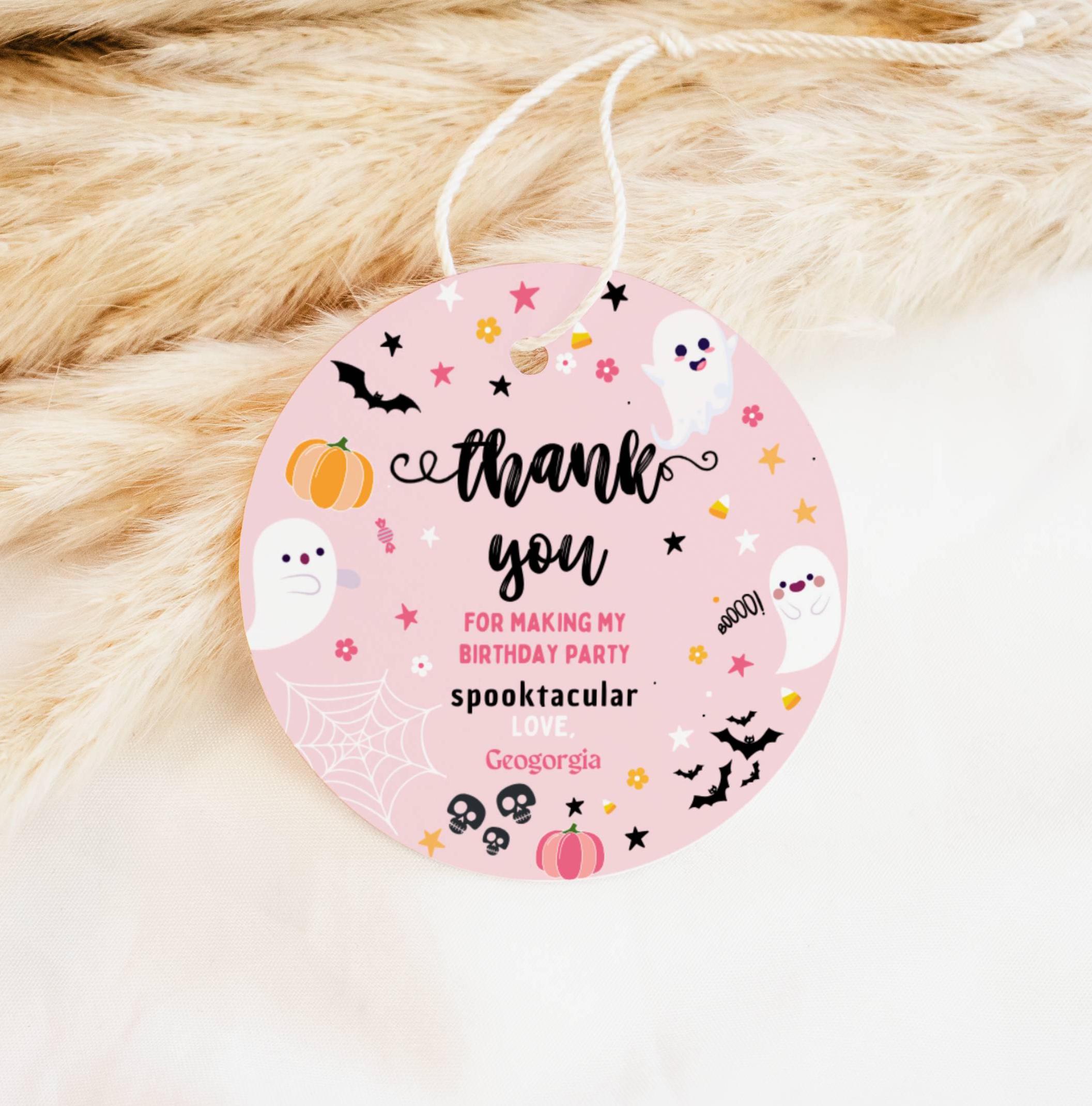 EDITABLE Halloween Birthday Thank You Favor Tags Costume Party Girl ...