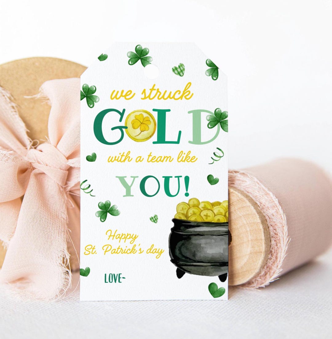 EDITABLE St Patrick's Day Thank You Gift Tag, Printable for Staff ...