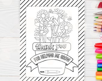 Teacher Appreciation Week, Printable Teacher Appreciation Gift, Thank You Coloring Pages School Kids Teacher Gifts, Instant Digital Download