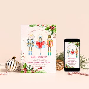 Editable Nutcracker Birthday Invitation, Land Of Sweet Invitation, Sugar Plum Fairy Birthday  Nutcracker Ballet Party Printable, DIY Evite