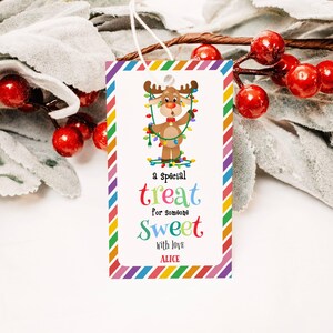 Etiqueta de presente especial de Natal para alguém EDITÁVEL para impressão, etiqueta de saco de guloseimas de Natal ou etiqueta de lembrancinha de festa, etiqueta festiva de Natal faça você mesmo