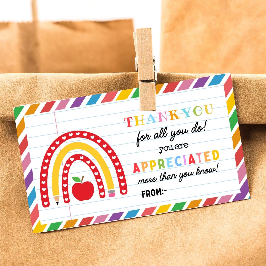 Editable Teacher Appreciation Gift Tags, Printable Thank You Label (DIY ...