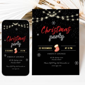 EDITABLE Christmas Party Invitation, Christmas Party Invite Christmas Party Printable Holiday Phone Evite Template DIY Instant Download