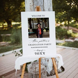 EDITABLE Class of 2025 Graduation Party Welcome Sign Canva Template Photo Graduation Welcome Poster Modern Minimalist Graduation Welcome DIY
