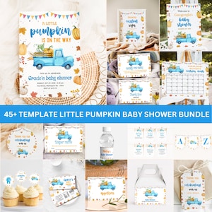 EDITABLE Little Pumpkin Baby Shower Bundle, Fall Pumpkin Baby Shower Invitation Autumn Baby shower Pumpkin Baby Shower Decorations Games DIY