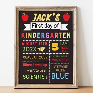 EDITABLE Colorful First Day of School Chalkboard Sign, Reusable First Day of School Sign, Back to School Interview, DIY School Picture Prop