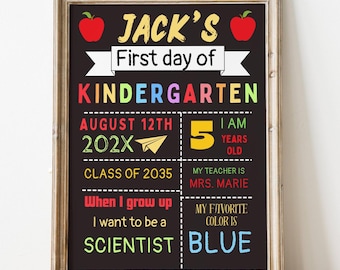 EDITABLE Colorful First Day of School Chalkboard Sign, Reusable First Day of School Sign, Back to School Interview, DIY School Picture Prop
