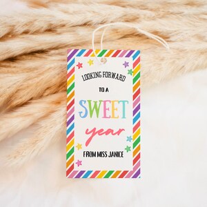 EDITABLE Sweet Year Gift Tag Template, Printable Rainbow Back to School Favor Tag Editable Teacher Classroom School Tag Instant Download DIY