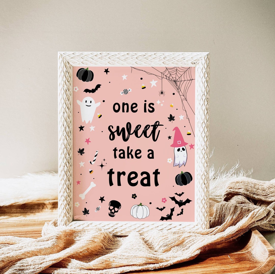 Cute Halloween Ghost Party Sign Cute One is Sweet Sign Take - Etsy