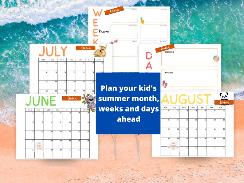 Printable SUMMER Planner Bundle for Kids Summer Calendar Etsy