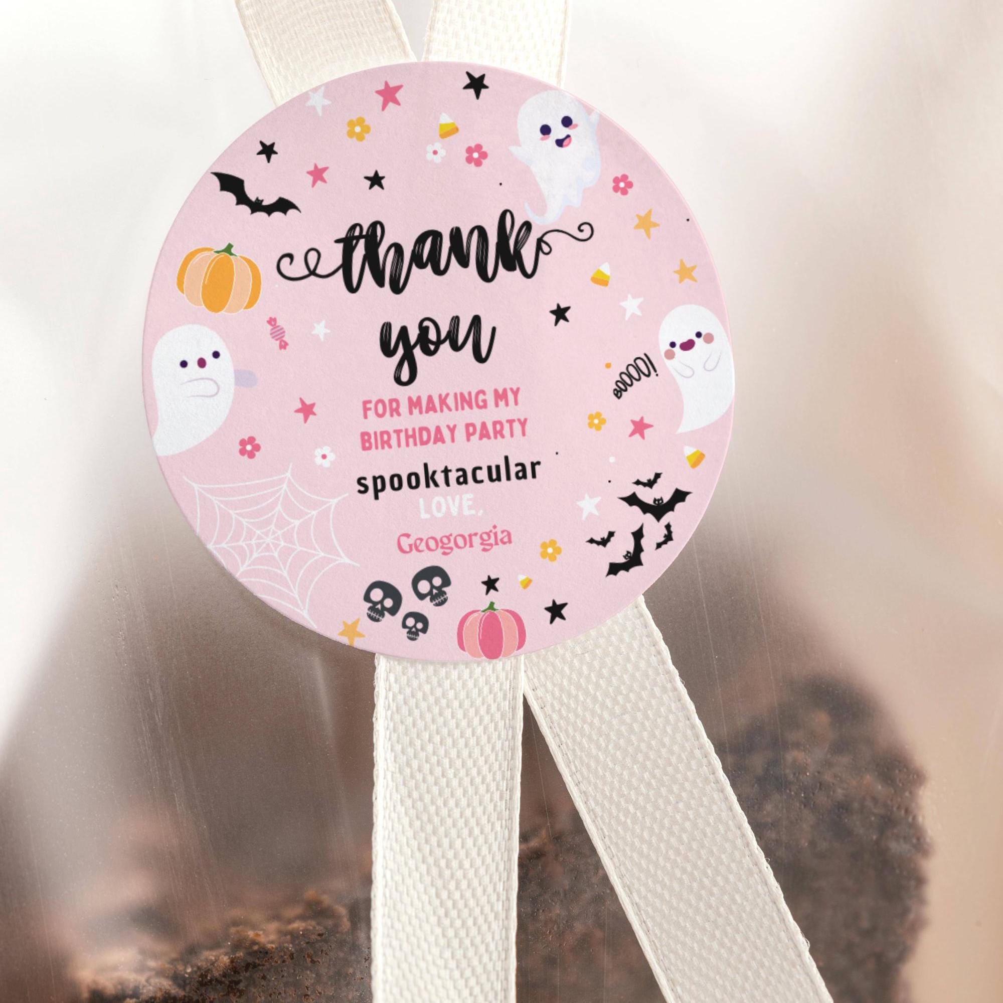 EDITABLE Halloween Birthday Thank You Favor Tags Costume Party Girl ...