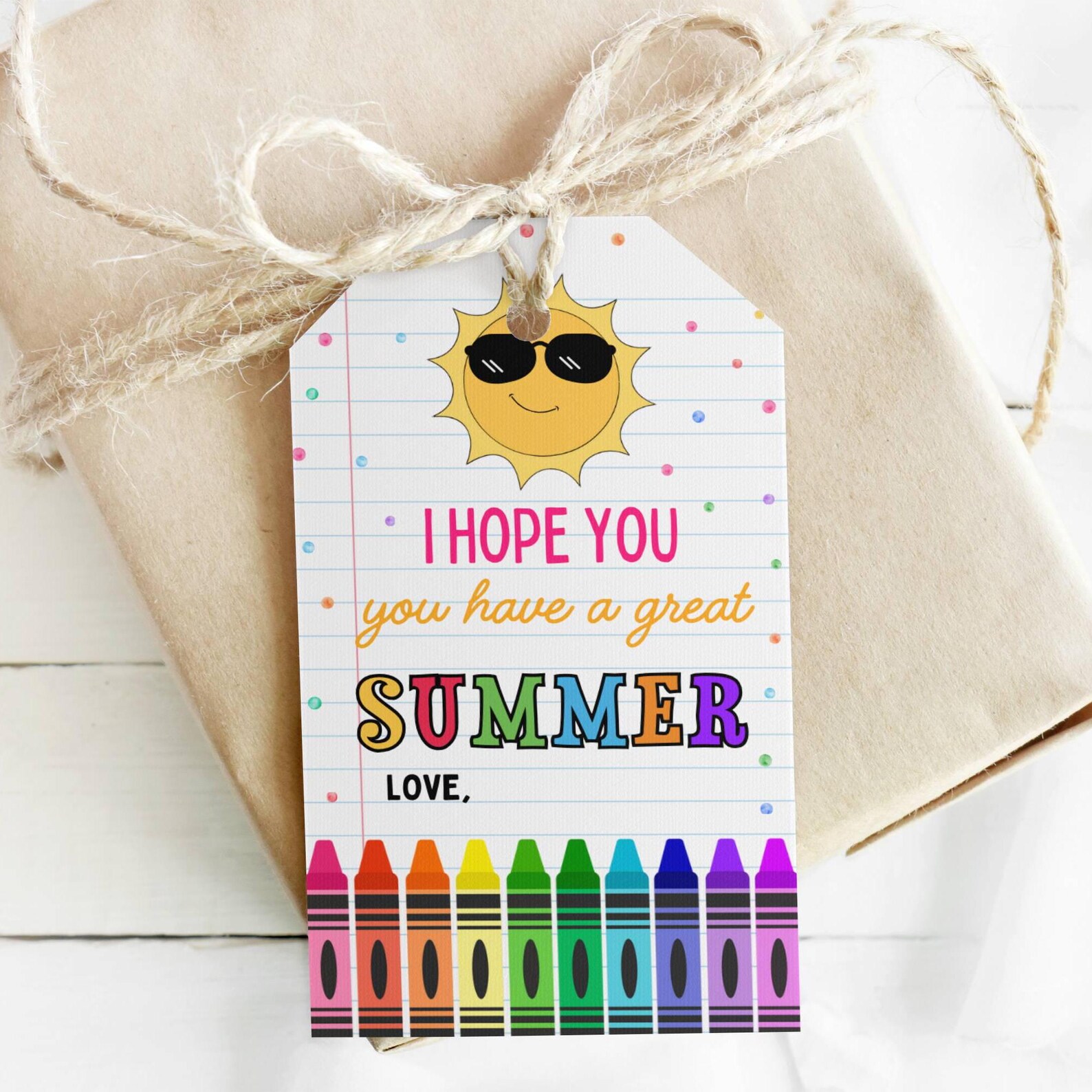 EDITABLE End of School Year Tags, Sun Gift Tags, Teacher Thank You Last ...