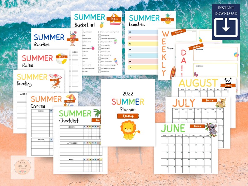 Printable SUMMER Planner Bundle for Kids Summer Calendar Etsy