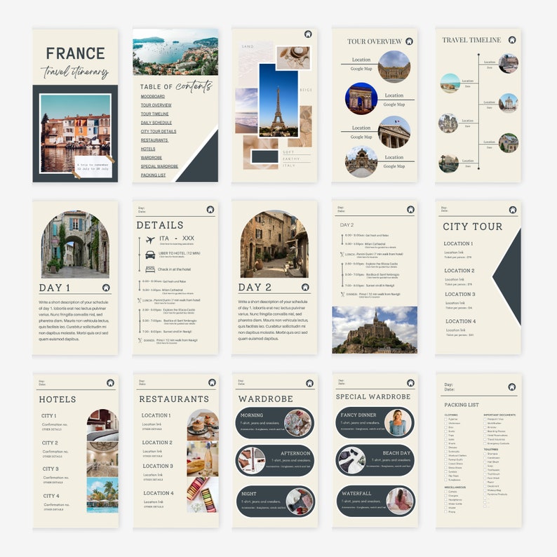 Travel Itinerary Mobile Template Modern Edit on Canva Etsy
