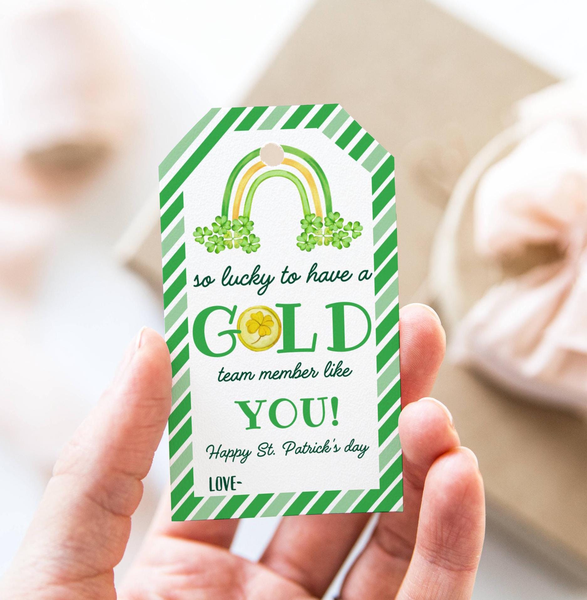 EDITABLE St Patrick's Day Thank You Gift Tag, Printable for Staff ...