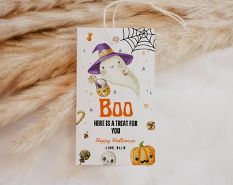EDITABLE Halloween Boo Favor Tags Etiquetas de regalo de Halloween Fiesta de disfraces Truco o trato Etiquetas de favor Etiqueta del aula de la escuela, Descargar DIY imprimible