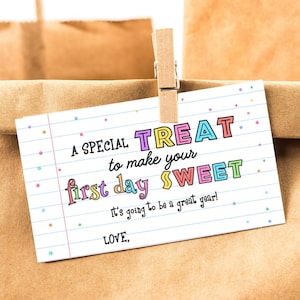 EDITABLE A Little Treat To Make Your First Day Sweet Tag Printable First Day of School Favor Tag Notepad Back to School Student Gift Tag DIY
