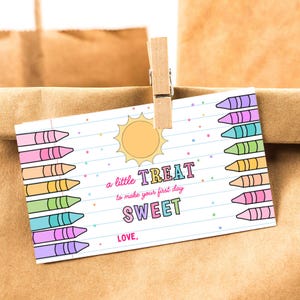 EDITABLE A Little Treat To Make Your First Day Sweet Tag Printable First Day of School Favor Tag Notepad Back to School Student Gift Tag DIY